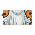 LED Gaming Mouse Pad with "Spooky Skeleton Pumpkins" Design for Halloween