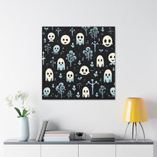 DistinctInk Canvas Wall Art with Ghastly Skeletal Shadows for Halloween