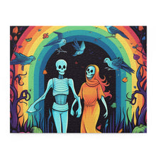 DistinctInk Jigsaw Puzzle with The Enduring Beauty of Writing Design for Halloween  LGBTQ+ Pride