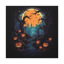 DistinctInk Canvas Wall Art with Haunted Evening Nightmare for Halloween