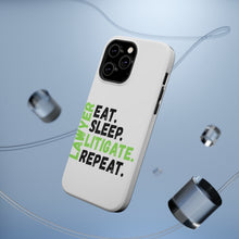 DistinctInk ToughCase for Apple iPhone, Compatible with MagSafe Charging - Lawyer Eat Sleep Litigate Repeat