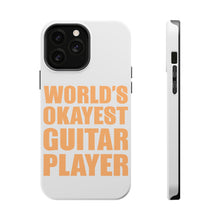 DistinctInk ToughCase for Apple iPhone, Compatible with MagSafe Charging - World's Okayest Guitar Player