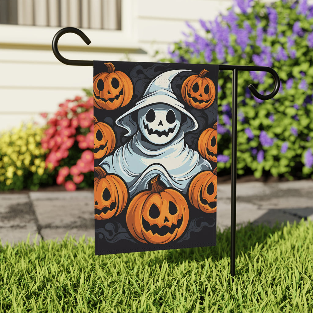Garden & House Banner / Flag with Spooky Skeletal Pumpkin Patch Design for Halloween, view 6