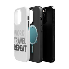 DistinctInk ToughCase for Apple iPhone, Compatible with MagSafe Charging - Work Travel Repeat