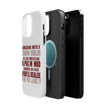 DistinctInk ToughCase for Apple iPhone, Compatible with MagSafe Charging - Arguing with Casino Dealer Like Pink in Mud