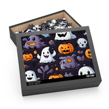 DistinctInk Jigsaw Puzzle with Spooky Bat-o-lanterns Design for Halloween