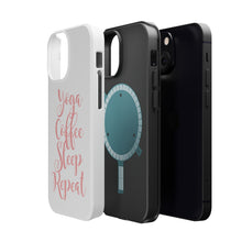DistinctInk ToughCase for Apple iPhone, Compatible with MagSafe Charging - Yoga Coffee Sleep Repeat