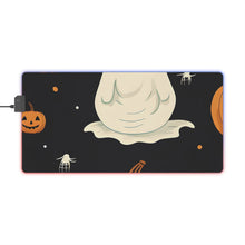 DistinctInk LED Gaming Mouse Pad with Spooky Skeleton Pumpkin Patch Design for Halloween