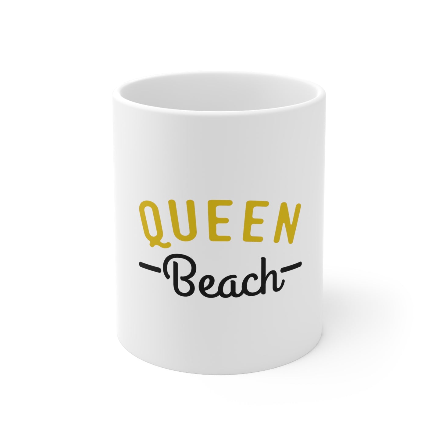 DistinctInk Glossy White Coffee / Tea Mug - Queen Beach