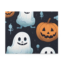 DistinctInk Jigsaw Puzzle with Ghastly Skeleton Pumpkin Patch Design for Halloween