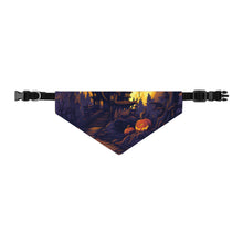 DistinctInk Adjustable Pet Banana Collar with Ghostly Ghouls in the Graveyard Design for Halloween