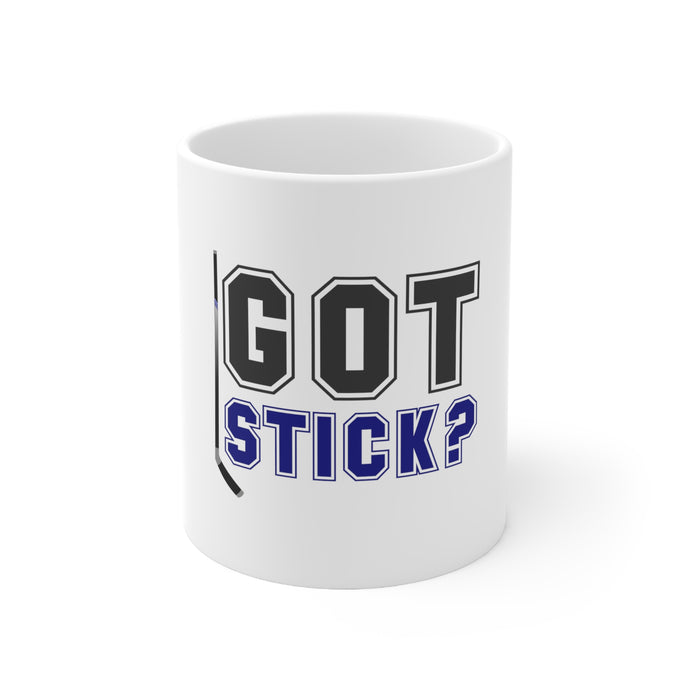 DistinctInk Glossy White Coffee / Tea Mug - Got Stick? Hockey