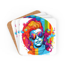 DistinctInk (Set of 4) Corkwood Coasters with Leading with Courage and Grace Design for LGBTQ+ Pride