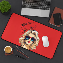 DistinctInk Desk Mat with What Time Is Taylor's Game? design