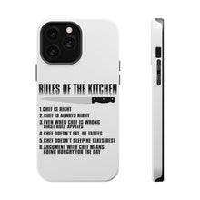 DistinctInk ToughCase for Apple iPhone, Compatible with MagSafe Charging - Rules of the Kitchen - Chef Is Right