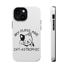 DistinctInk ToughCase for Apple iPhone, Compatible with MagSafe Charging - My Puns Are Cat-Astrophic