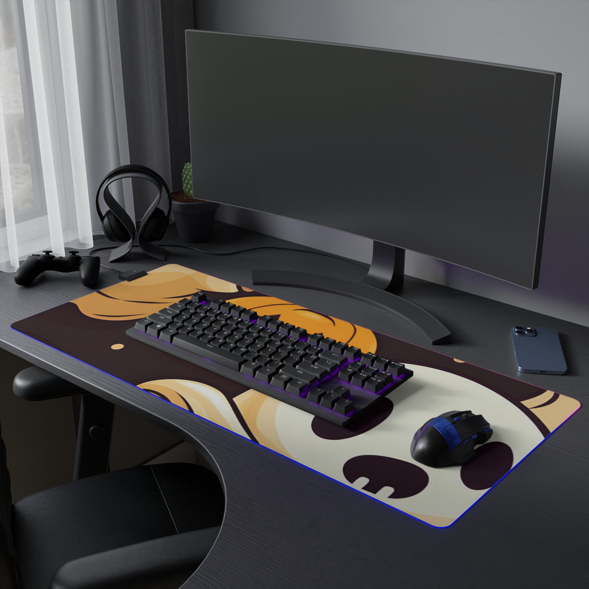 LED Gaming Mouse Pad with Ghost Skeleton Pumpkin Pattern Design for Halloween, view 18