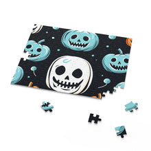 DistinctInk Jigsaw Puzzle with Skele-Ghostly Pumpkin Patch Design for Halloween
