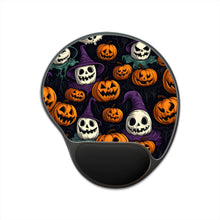 DistinctInk Mouse Pad with Wrist Rest  with "Halloween Haunts and Pumpkin Pals" Design for Halloween