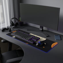 DistinctInk LED Gaming Mouse Pad with Spooky Skeleton Pumpkin Patch Design for Halloween