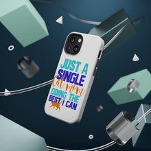 DistinctInk ToughCase for Apple iPhone, Compatible with MagSafe Charging - Just a Single Cat Mom Doing The Best