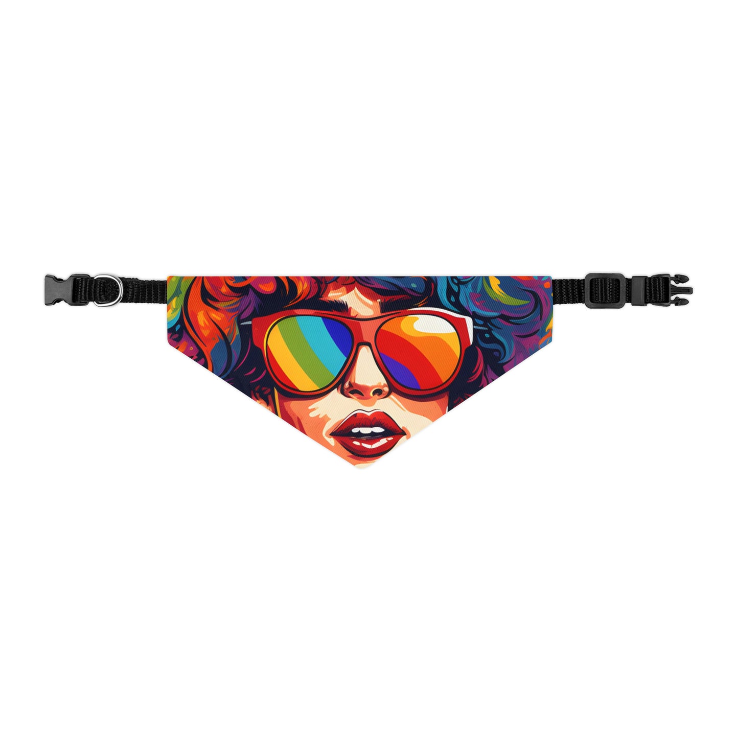 DistinctInk Adjustable Pet Banana Collar with Start Building Your Dreams Design for LGBTQ+ Pride