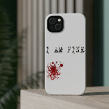 DistinctInk ToughCase for Apple iPhone, Compatible with MagSafe Charging - I Am Fine - Blood Splatter