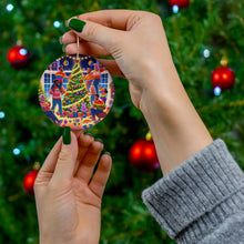 DistinctInk Hanging Ceramic Christmas Tree Ornament Charm with Gold String - Great Gift/Present - 2 3/4 inch Diameter - Prideful Christmas Celebration