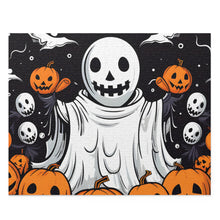 DistinctInk Jigsaw Puzzle with Ghost Skeleton Pumpkins Design for Halloween