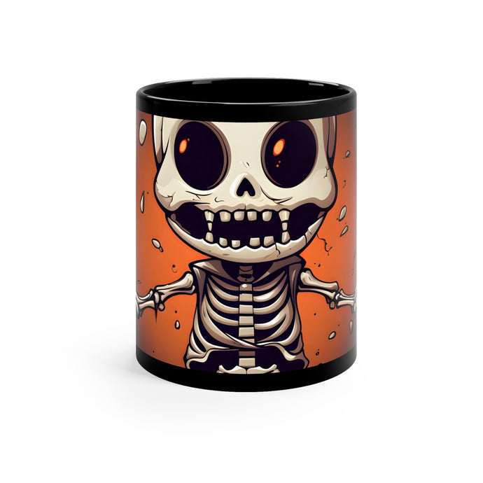DistinctInk Black Coffee Mug - Skelly's Halloween Bash for Halloween