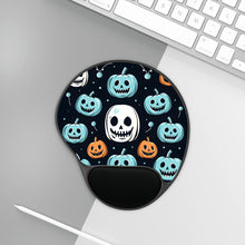DistinctInk Mouse Pad with Wrist Rest  with Skele-Ghostly Pumpkin Patch Design for Halloween