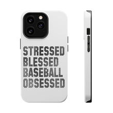 DistinctInk ToughCase for Apple iPhone, Compatible with MagSafe Charging - Stressed Blessed Baseball Obsessed