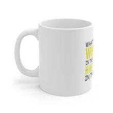 DistinctInk Glossy White Coffee / Tea Mug - Whiskey in the Morning, Hard Stuff Evening