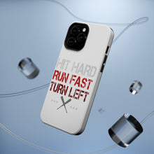 DistinctInk ToughCase for Apple iPhone, Compatible with MagSafe Charging - Hit Hard Run Fast Turn Left Baseball