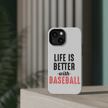 DistinctInk ToughCase for Apple iPhone, Compatible with MagSafe Charging - Life is Better with Baseball