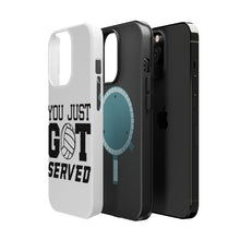 DistinctInk ToughCase for Apple iPhone, Compatible with MagSafe Charging - You Just Got Served Volleyball