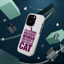 DistinctInk ToughCase for Apple iPhone, Compatible with MagSafe Charging - Strong Woman Needs to Cuddle Cat