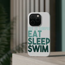 DistinctInk ToughCase for Apple iPhone, Compatible with MagSafe Charging - Life Is Simple Eat Sleep Swim