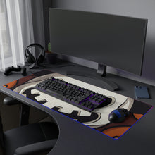 DistinctInk LED Gaming Mouse Pad with Spooky Skeleton Pumpkin Patch Design for Halloween
