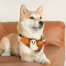 DistinctInk Adjustable Pet Banana Collar with "Boo-ttifull Skeleton Cartoon Pattern Pumpkin" Design for Halloween