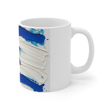 DistinctInk Ceramic Mug 11oz - Child's Acrylic Painting of Israel Flag - Bring Them Home!
