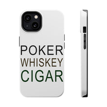 DistinctInk ToughCase for Apple iPhone, Compatible with MagSafe Charging - Poker Whiskey Cigar