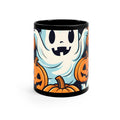 Black Coffee Mug - The Ghostly Skeleton Pumpkin for Halloween
