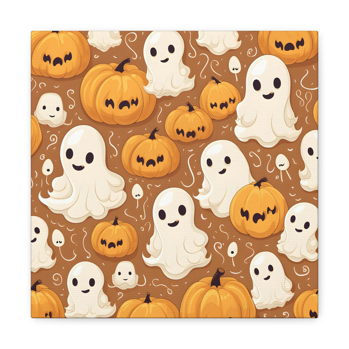 DistinctInk Canvas Wall Art with Ghastly Skeleton Pumpkin Cartoon for Halloween