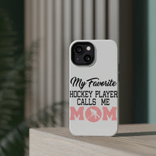 DistinctInk ToughCase for Apple iPhone, Compatible with MagSafe Charging - My Favorite Hockey Player Calls Me Mom