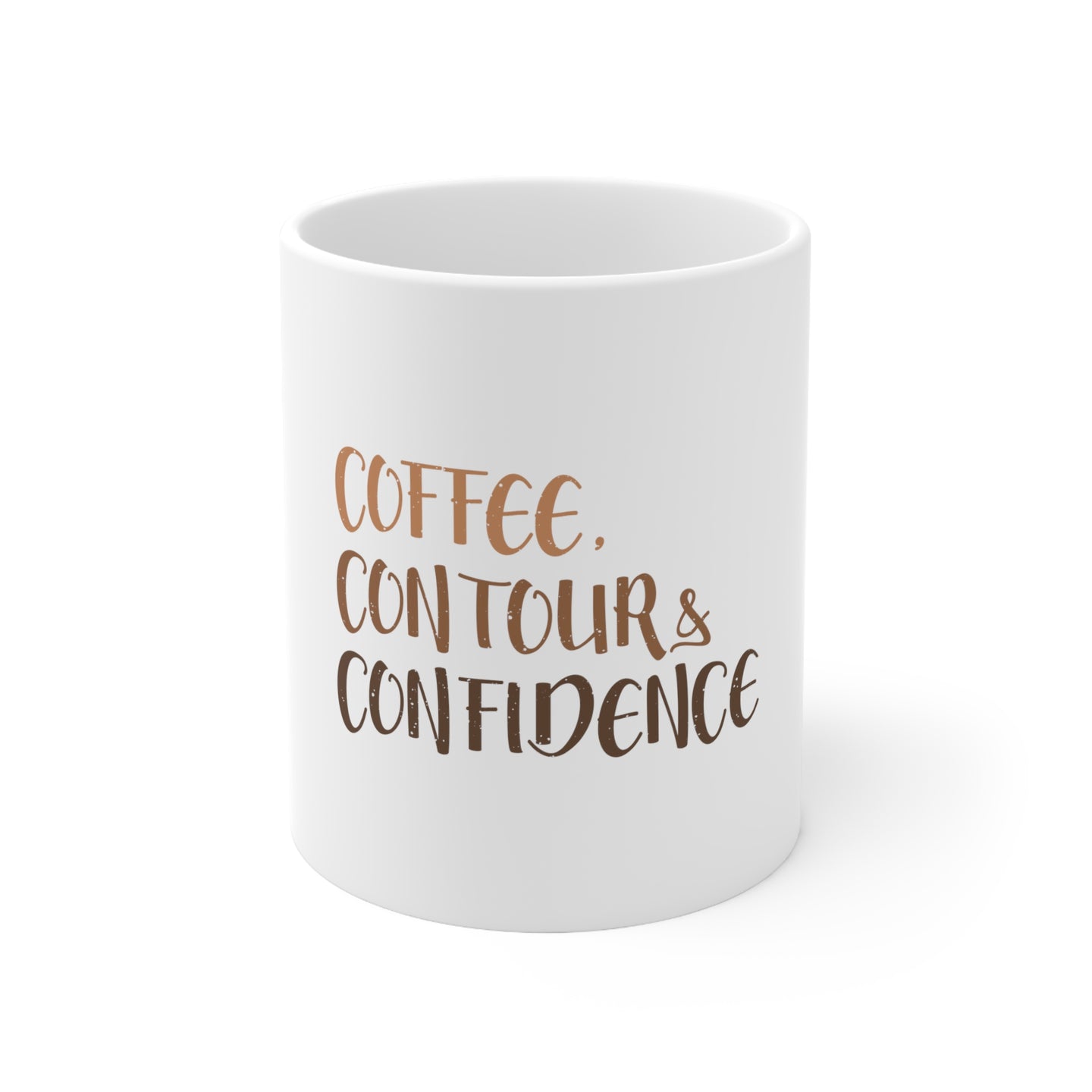 DistinctInk Glossy White Coffee / Tea Mug - Coffee Contour & Confidence