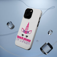 DistinctInk ToughCase for Apple iPhone, Compatible with MagSafe Charging - Beach Please I'm a Unicorn