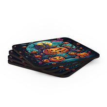 DistinctInk (Set of 4) Corkwood Coasters with Trick or Treat Parade Design for Halloween