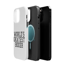DistinctInk ToughCase for Apple iPhone, Compatible with MagSafe Charging - World's Okayest Boxer