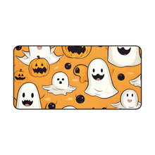 DistinctInk Desk Mat with Ghoulish Bats and Pumpkins Design for Halloween